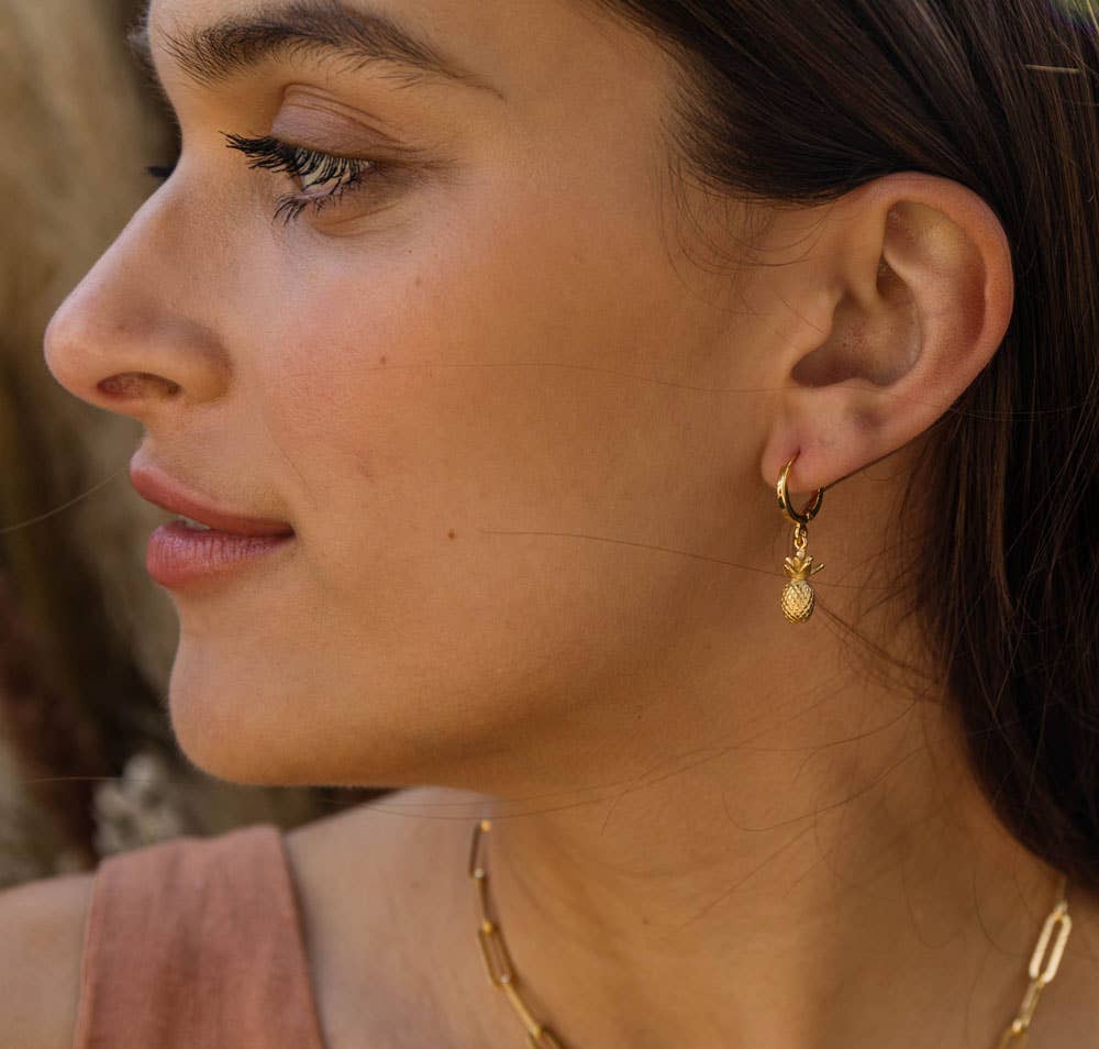 Pineapple Huggie Hoop Earrings