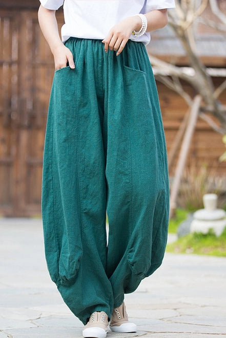 Ramie Balloon Leg Pants