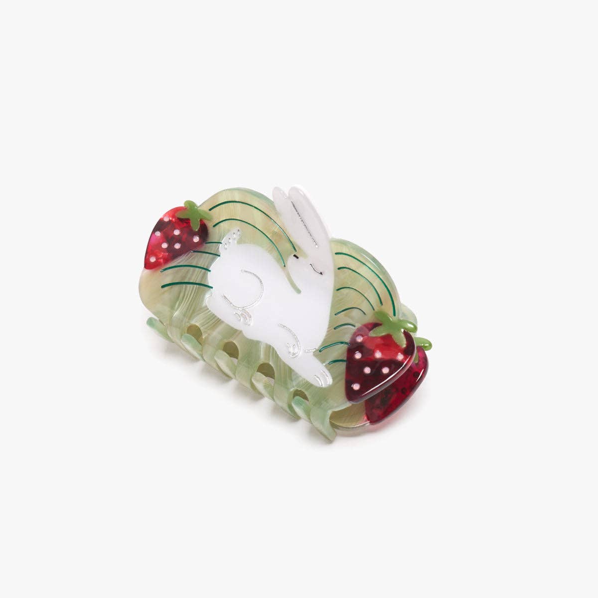 Strawberry Fields White Rabbit Claw Clip