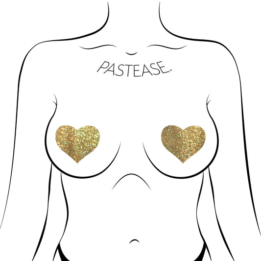 Gold Glittering Heart Nipple Pasties