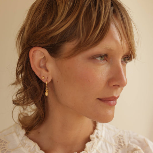 Pineapple Huggie Hoop Earrings