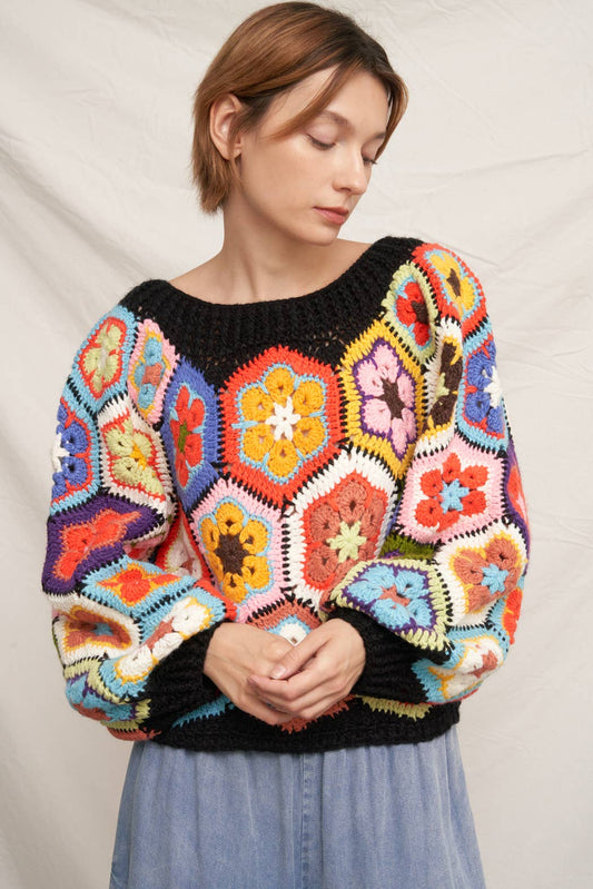 Granny Squared Crochet Sweater