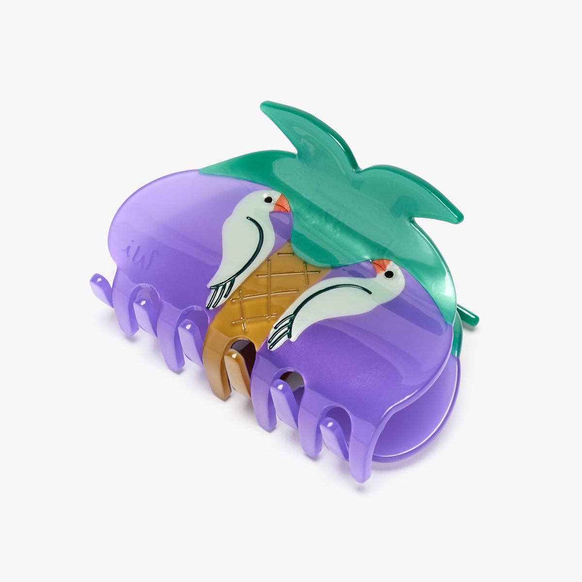 Pasadena Green Parrots on Palm Tree Hair Claw