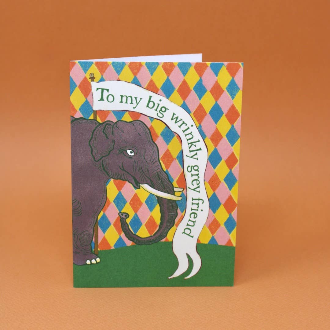 Wrinkly Elephant Greetings Card