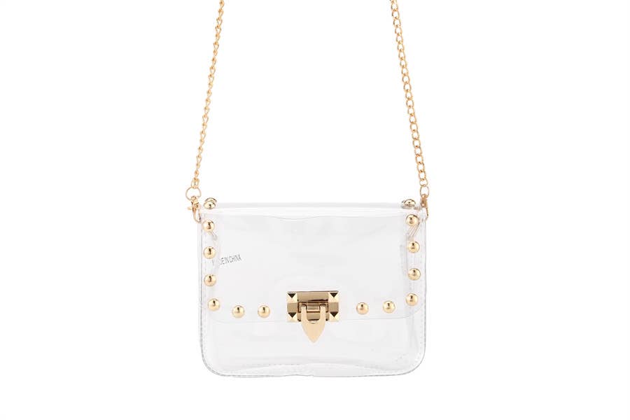 Clear Cross Body Hand Bag With Studs