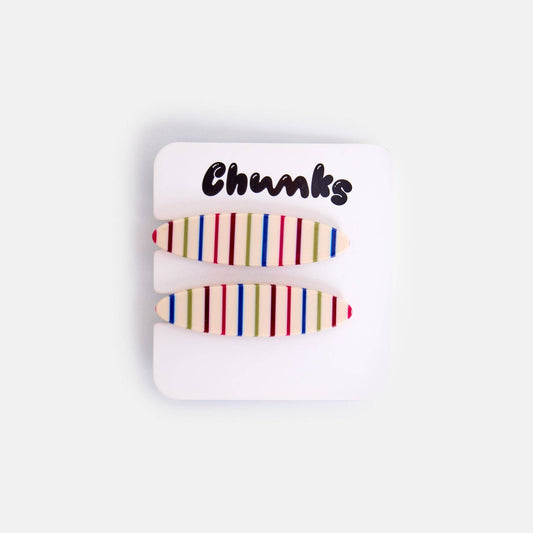 Oval Vanilla Stripe Allie Clips