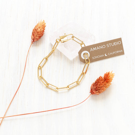 Paperclip & Padlock Statement Chain Bracelet