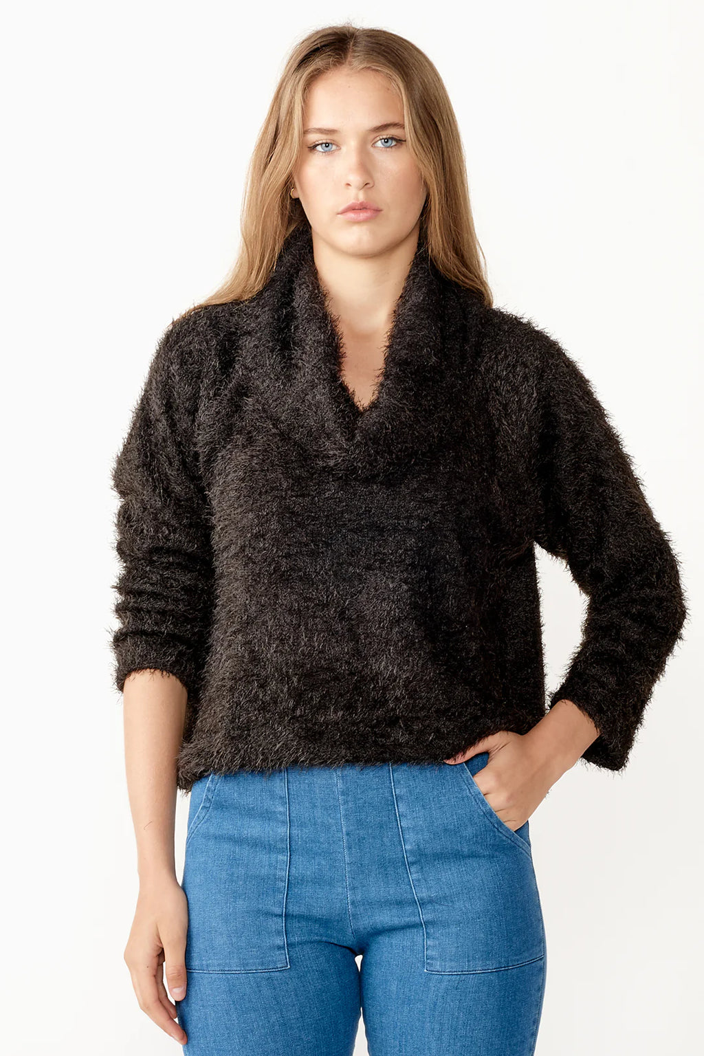 Cropped Cowl Neck Sweater SALE