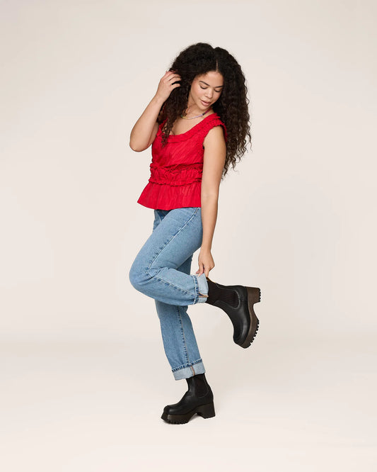 Loma Leather Chelsea Clog Boot with Ribbed Sock