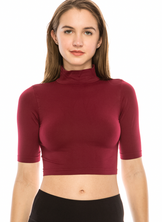 Mock Neck Elbow Crop Top SALE