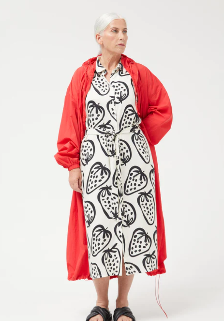 Albino Strawberry Midi Shirt Dress