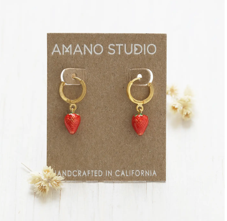 Strawberry Huggie Hoops