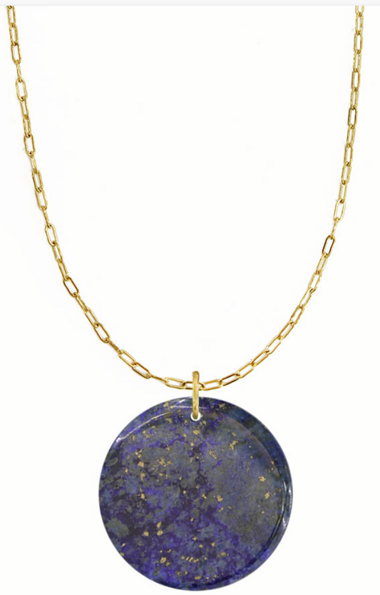 Frisbee Lapis Pendant Necklace