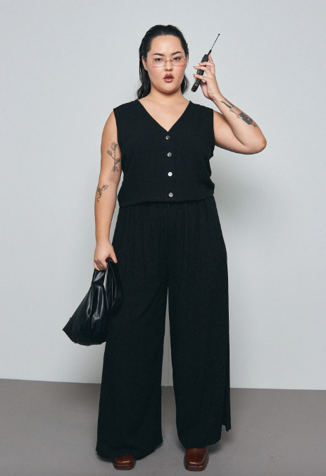 Soft Linen Vest and Wide Leg Pant Set