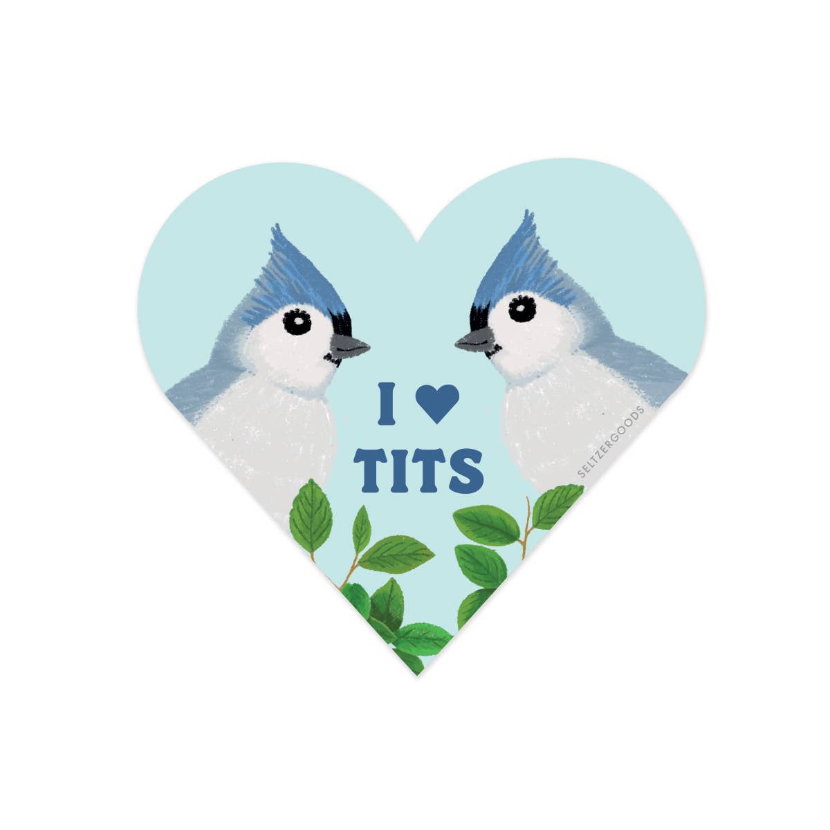 Heart Titmice Sticker