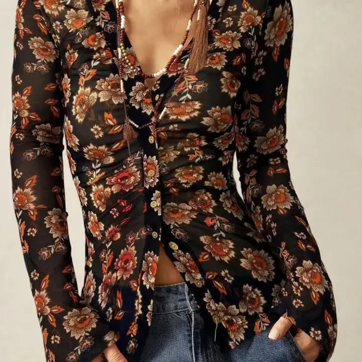 Goth Garden Ruched Top