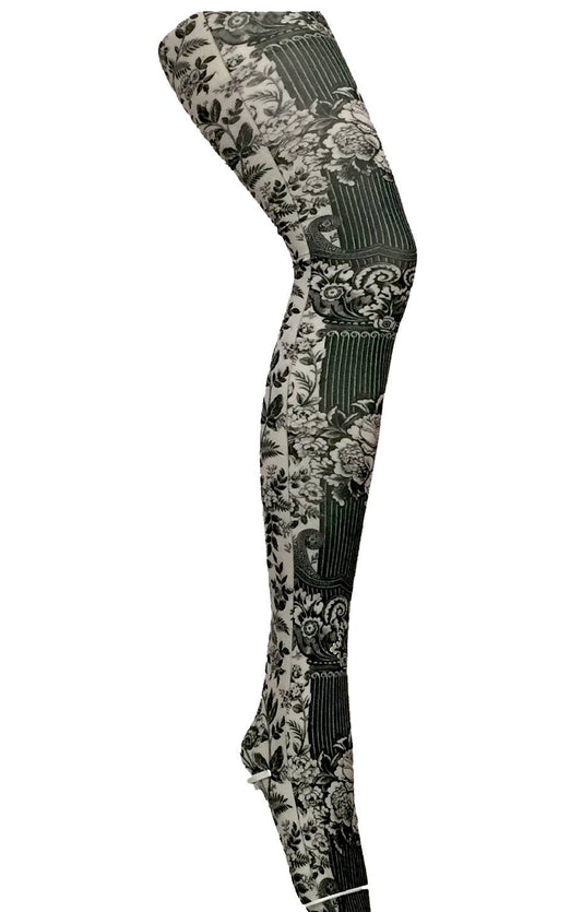 Antique Lace and Flower Printed Art Tights