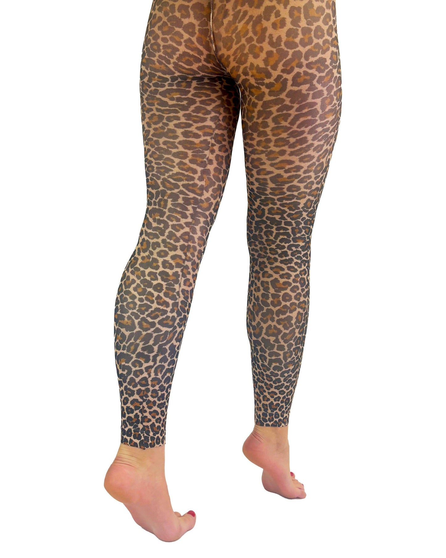 Small Leopard Printed Footless Tights Natural