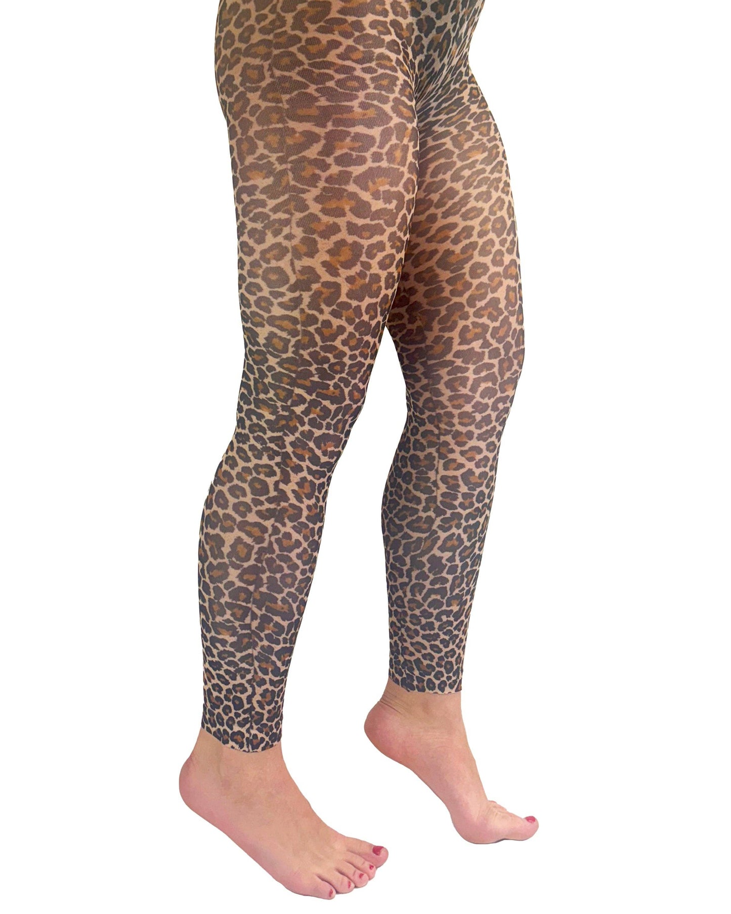 Small Leopard Printed Footless Tights Natural