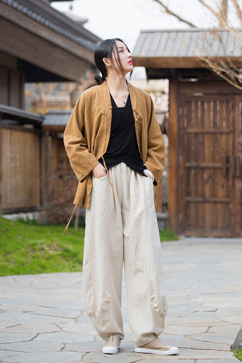 Ramie Balloon Leg Pants
