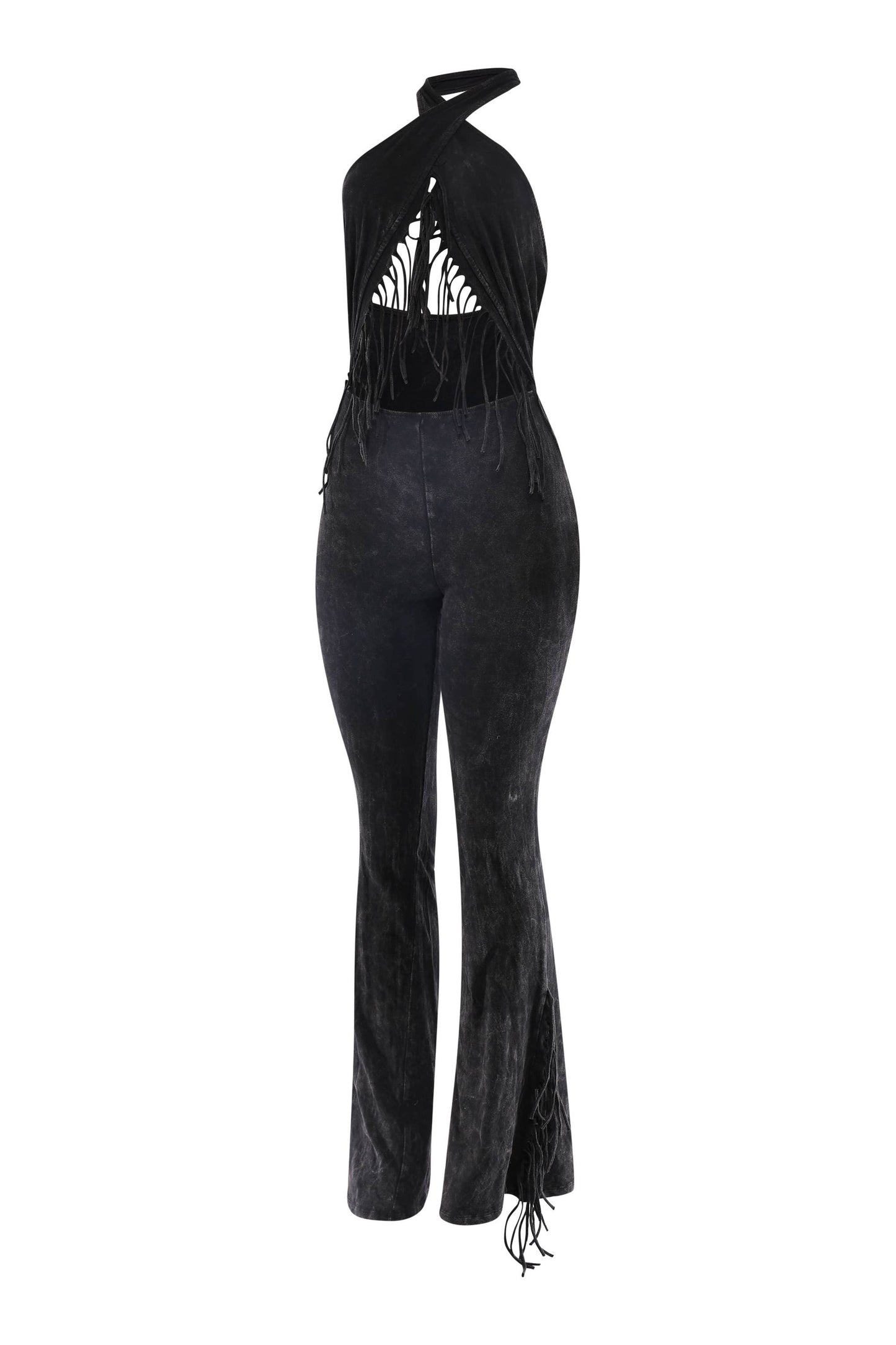 Slutty Pilates Halter Fringe Jumpsuit