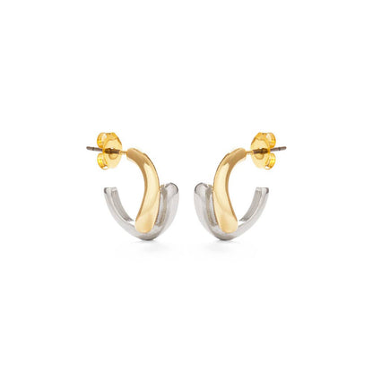 Mixed Metal Gota Huggie Hoop Earrings