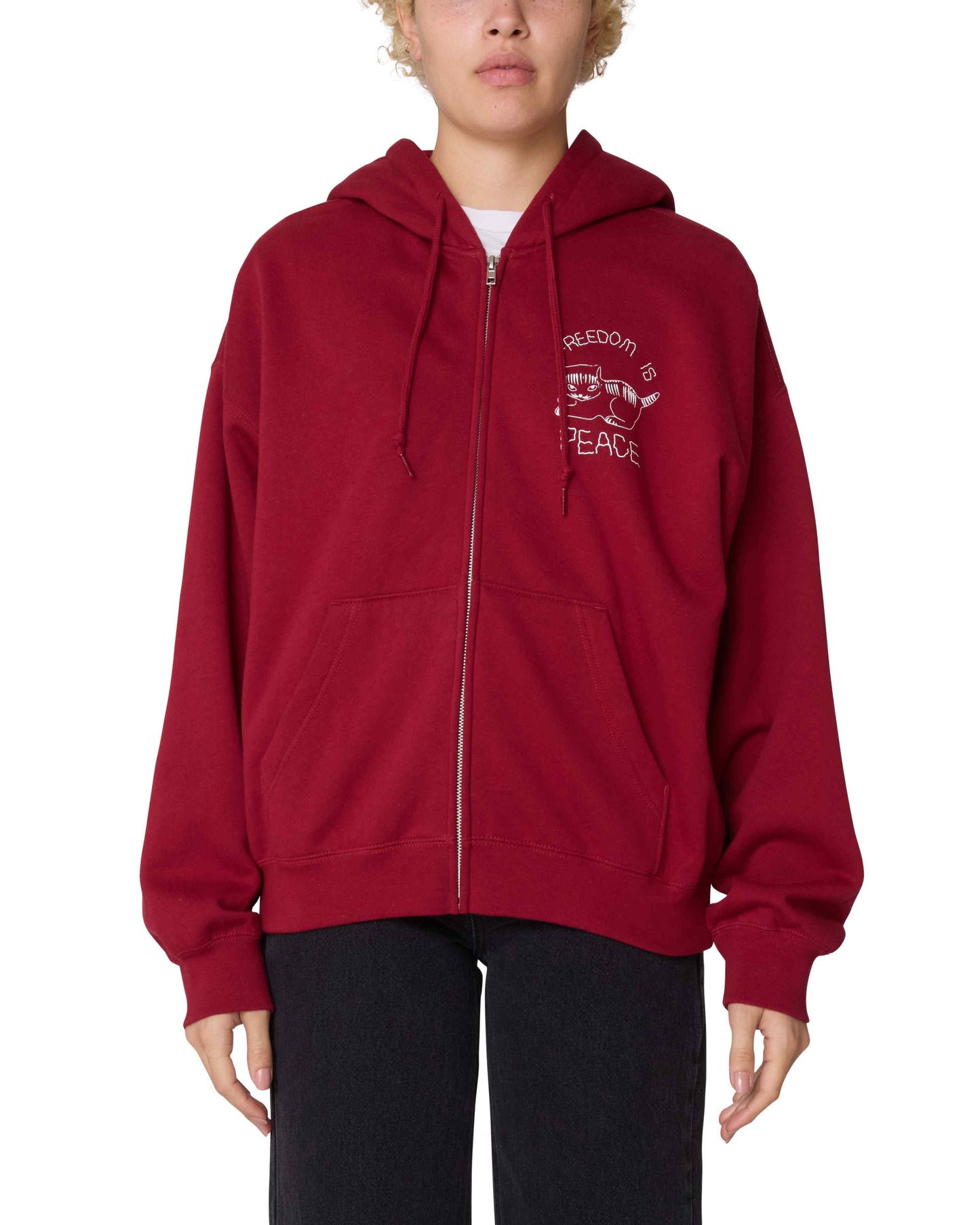 Peace Baggy Relaxed Zip Hood