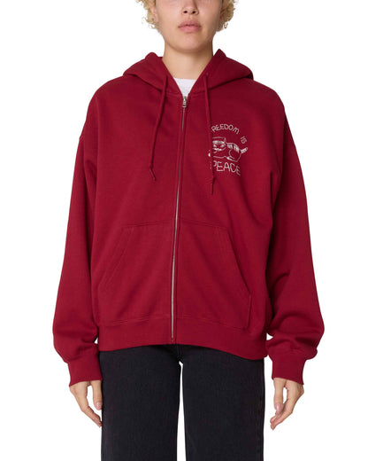 Peace Baggy Relaxed Zip Hood