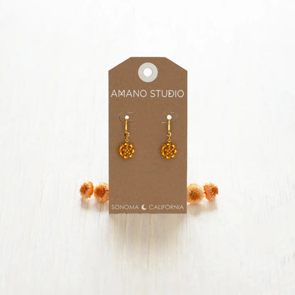 Lotus Flower Huggie Hoop Earrings