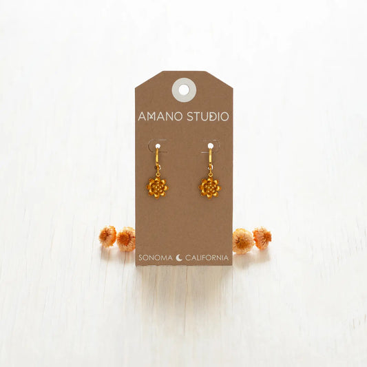 Lotus Flower Huggie Hoop Earrings