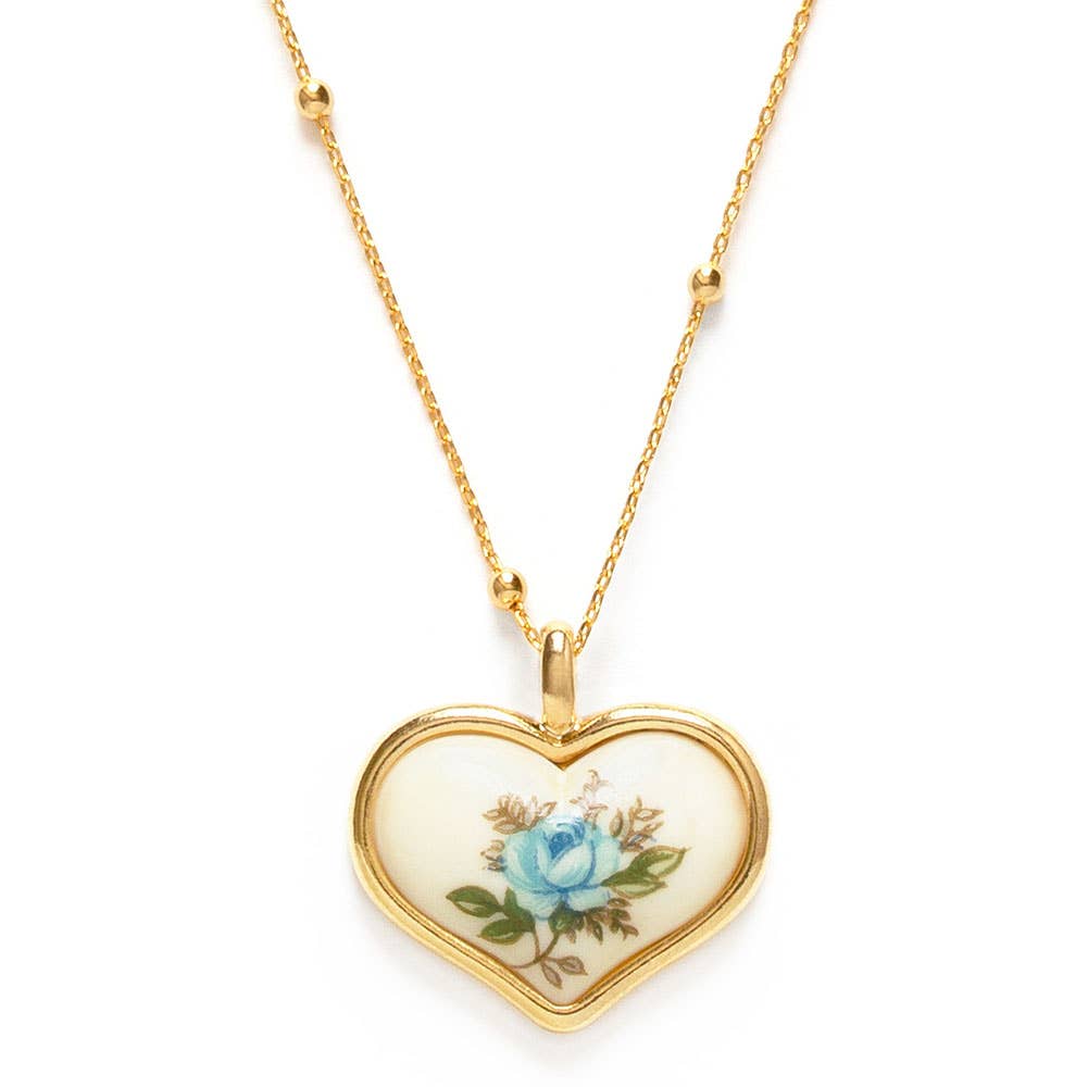 Vintage Porcelain Heart Necklace