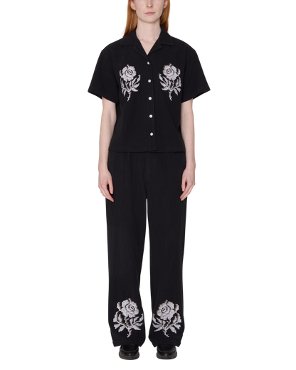 Roses Embellished Short Sleeve Shirt