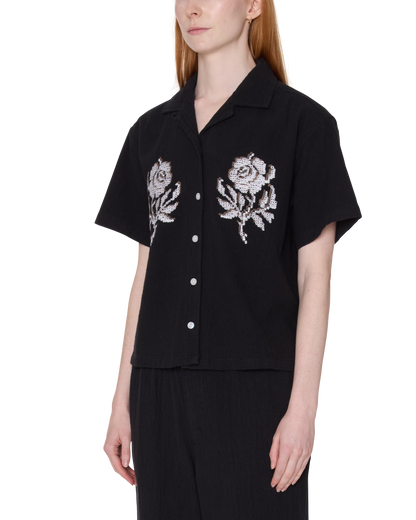 Roses Embellished Short Sleeve Shirt