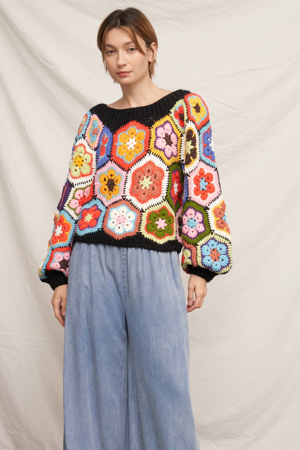 Granny Squared Crochet Sweater