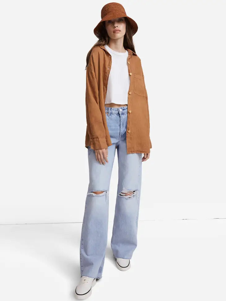 Linen Oversized Long Sleeve Shirt