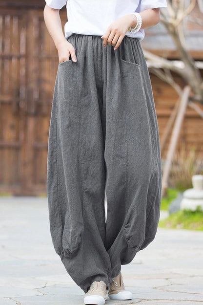 Ramie Balloon Leg Pants