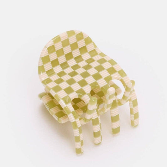 Midi Ursa Claw in Olive Check