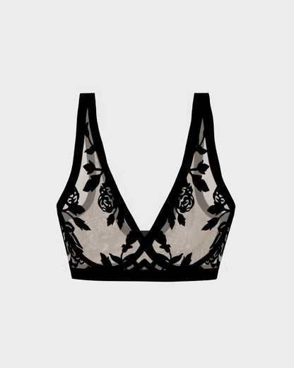 Sheer Flocked Bra