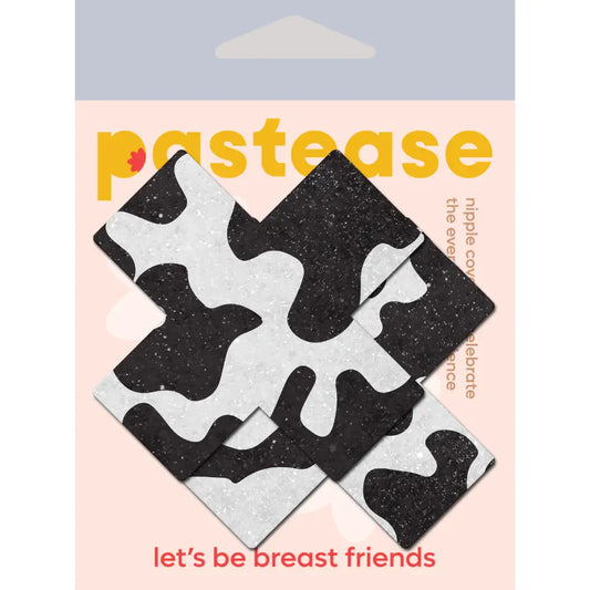 Black and White Cow Print Cross Nipple Pasties