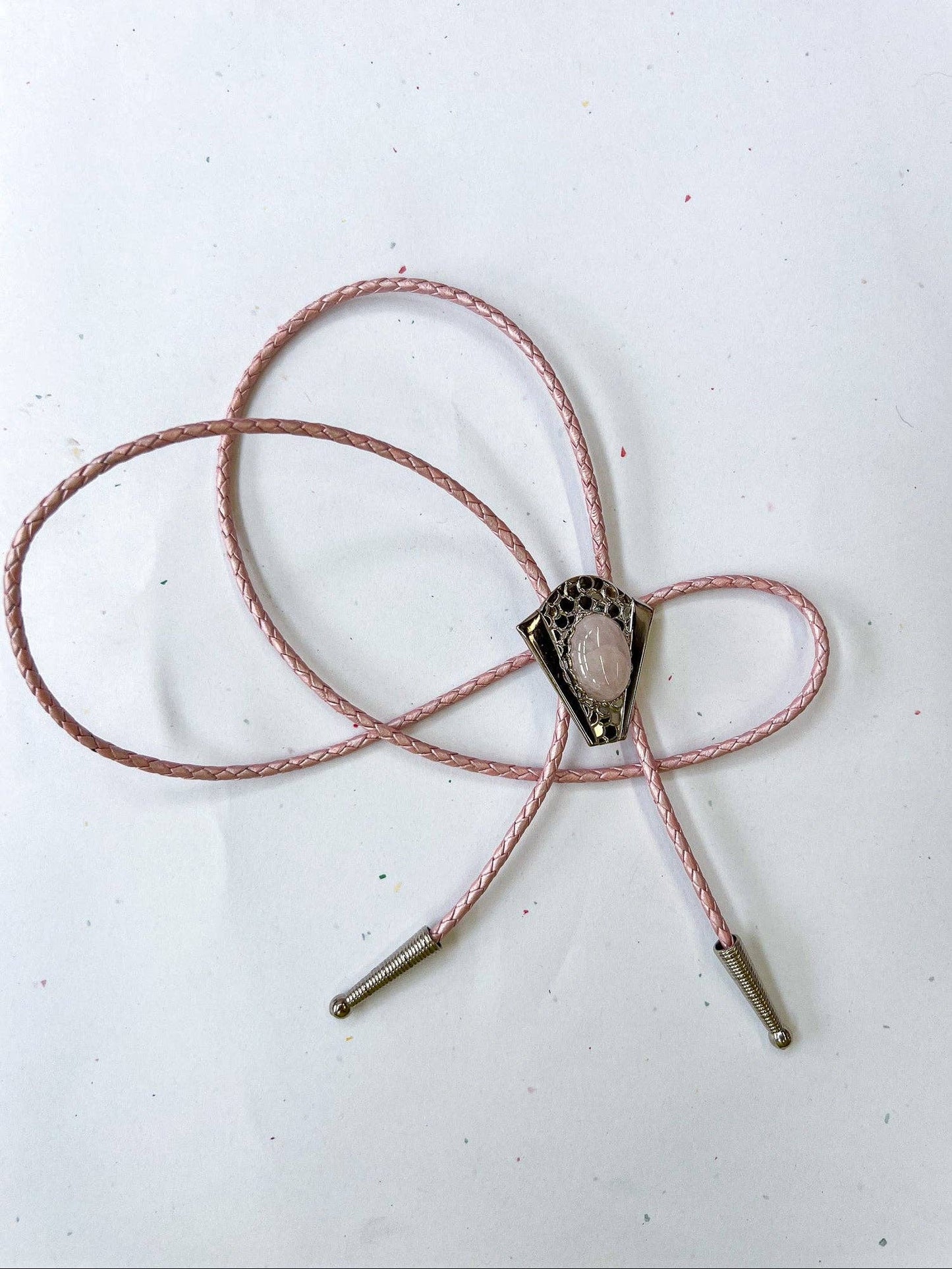 Rose Quartz Silver Bolo Tie
