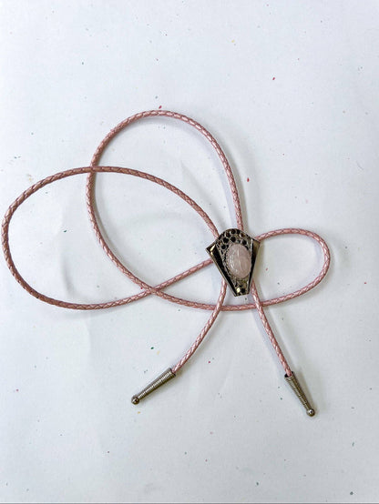 Rose Quartz Silver Bolo Tie