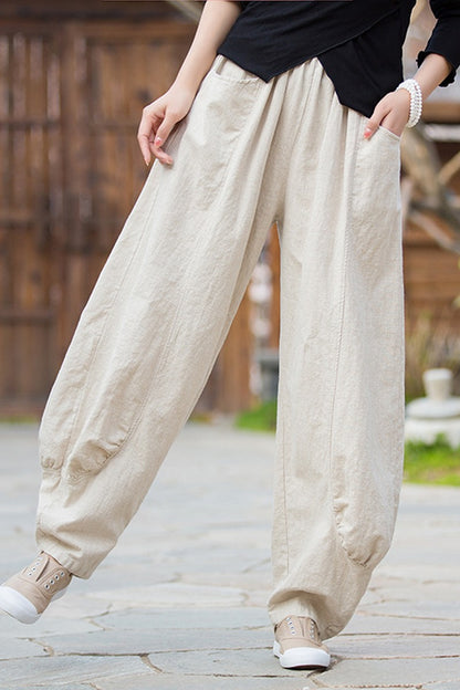 Ramie Balloon Leg Pants