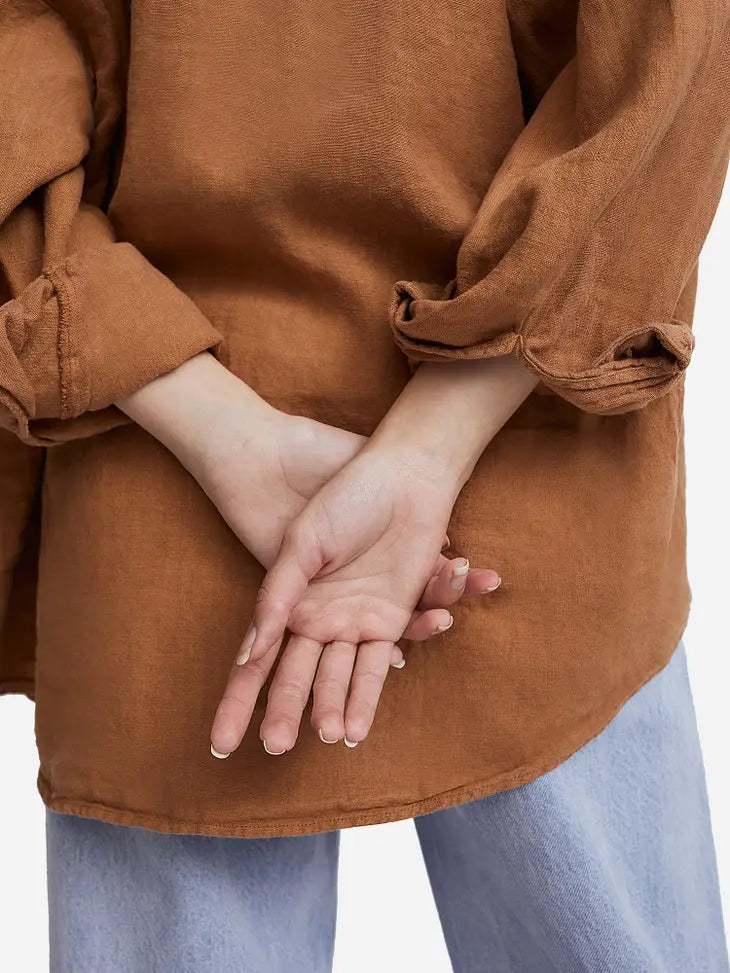 Linen Oversized Long Sleeve Shirt
