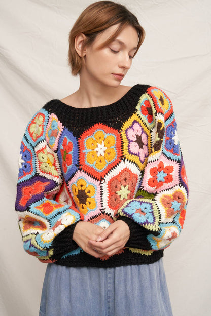 Granny Squared Crochet Sweater