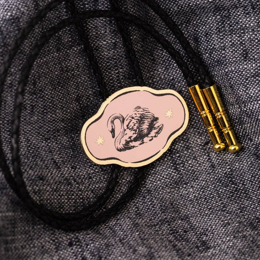 Swan Bolo Tie with Bird World