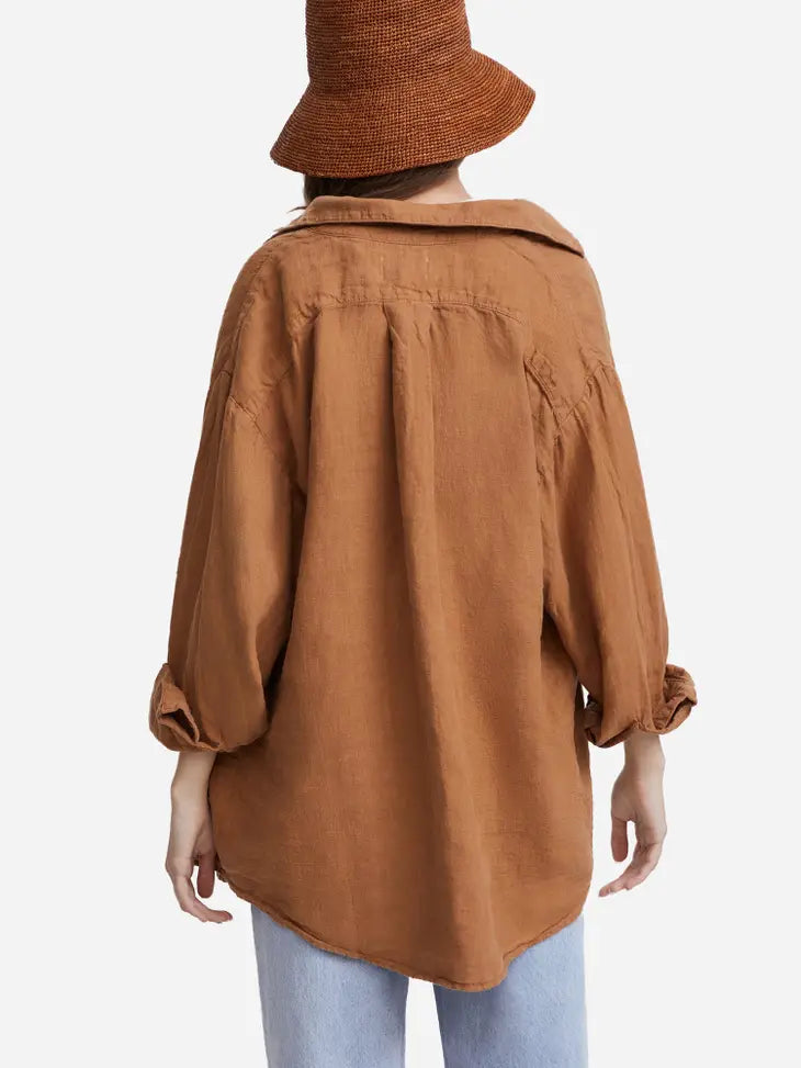 Linen Oversized Long Sleeve Shirt