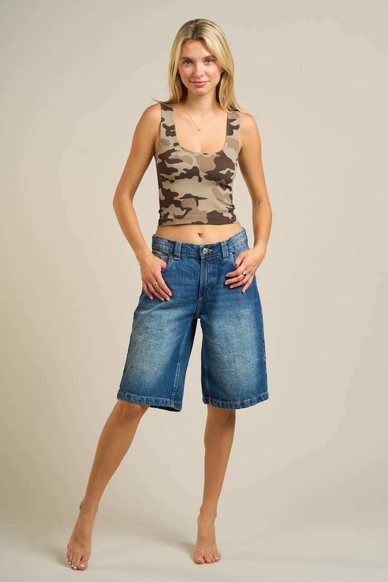 Double W Camo Crop Tank