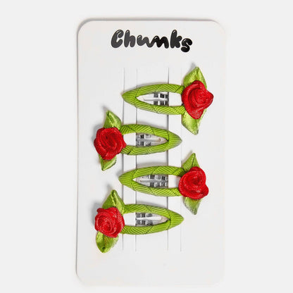 Rosette Snap Clips in Red