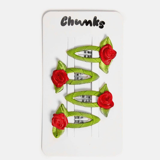 Rosette Snap Clips in Red