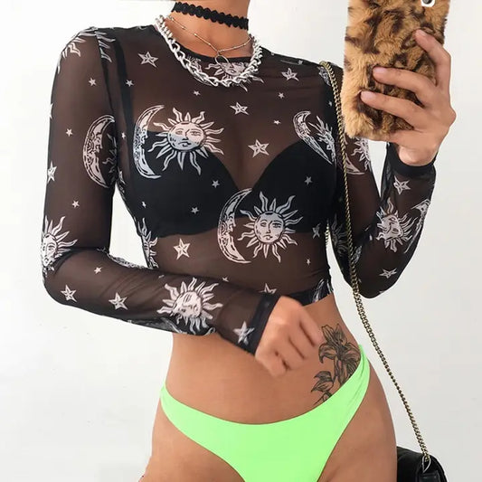 Y2K Sheer Mesh Top